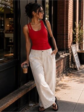 Helmut Lang Red Racerback Scoop Tank Top XS HLW28045